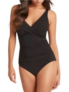 Sea Level Australia Black Cross Front Shirred One Piece Convertible Swimsuit 6